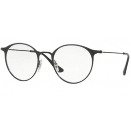Óculos de Grau Ray Ban Round Metal RX6378 2904 Preto Lente Tam 49 na Okulos