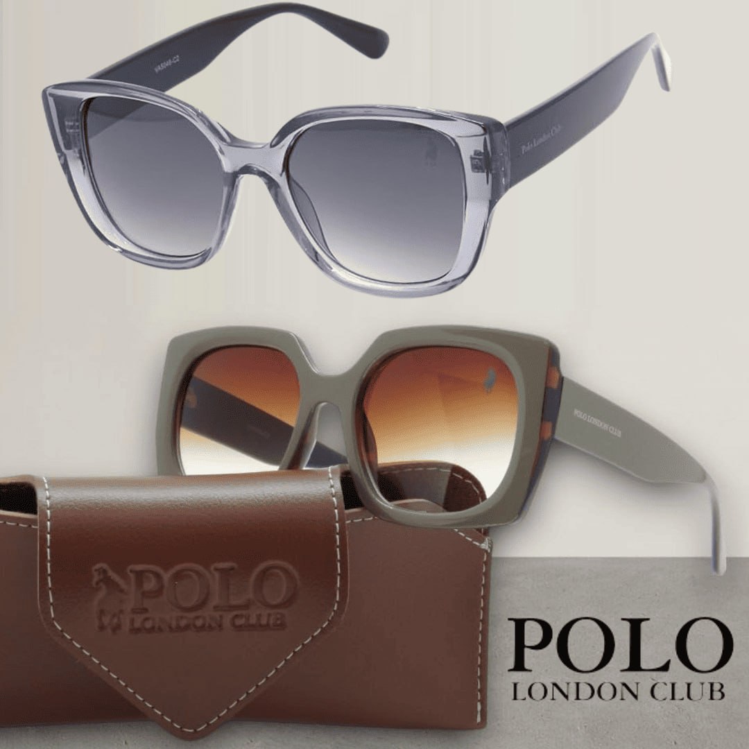 Óculos de Sol Feminino Polo London Club, Proteção UVA/UVB – Kit contém estojo (várias opções) na Amazon