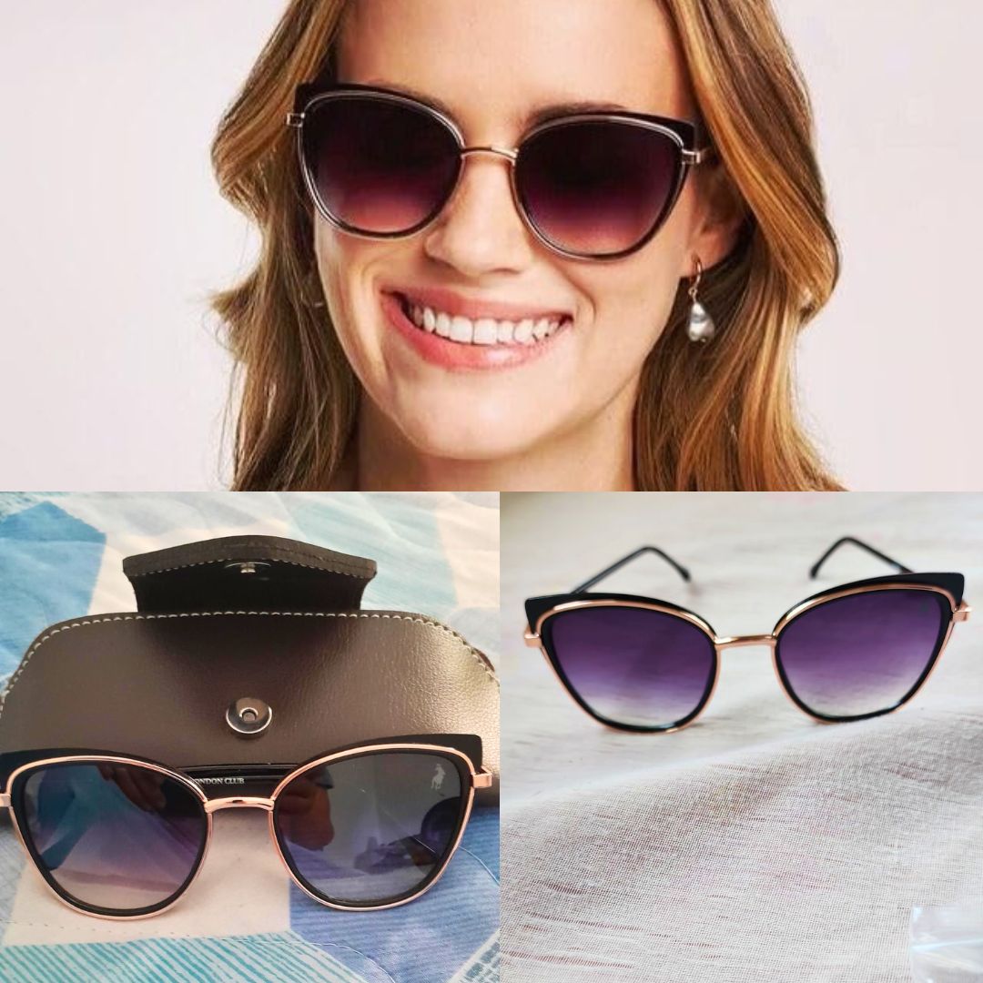 Óculos de Sol Polo London Club Gateado Médio com Lentes Degradê UV400 contém Case Couro ECO, Feminino na Amazon
