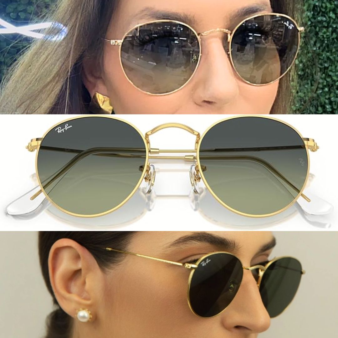 Óculos de Sol Ray-Ban Round Metal 0RB3447 001/BH Tam 53 na Amazon