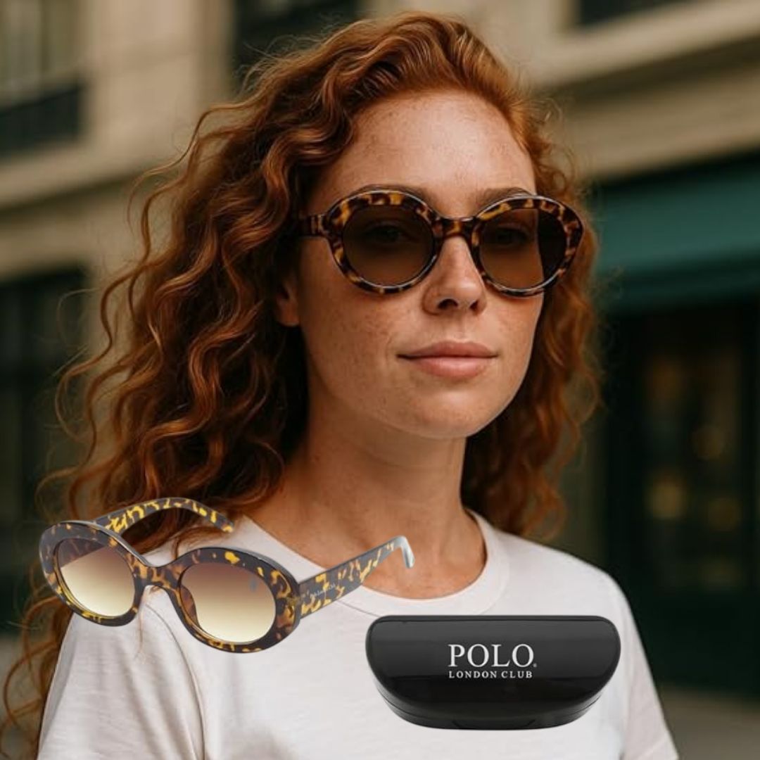 Óculos de Sol Redondo Vintage Polo London Club com Proteção UVA/UVB – Kit contém estojo e flanela na Amazon
