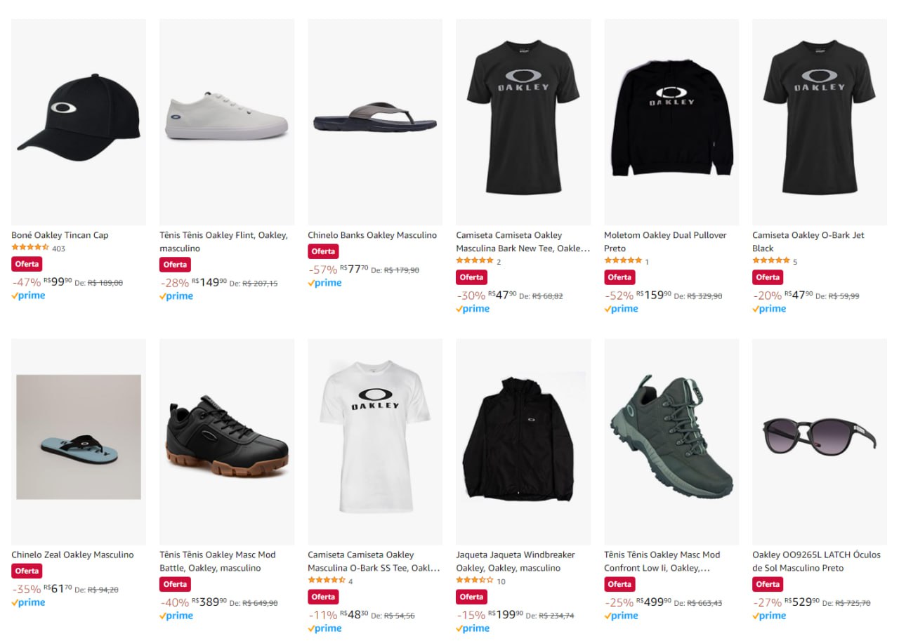Oferta em Produtos Oakley na Amazon