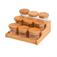 Oikos - Kit 9 Potes De Vidro 110ml Com Tampa De Bambu Hermético E Rack Organizador na Amazon