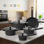 Oikos – Jogo Panelas Antiaderente Ultra Ceramic 5 Peças para Fogão por Indução, a Gás, Elétrico e Vitrocerâmico Cor Preta Mou Chia na Amazon