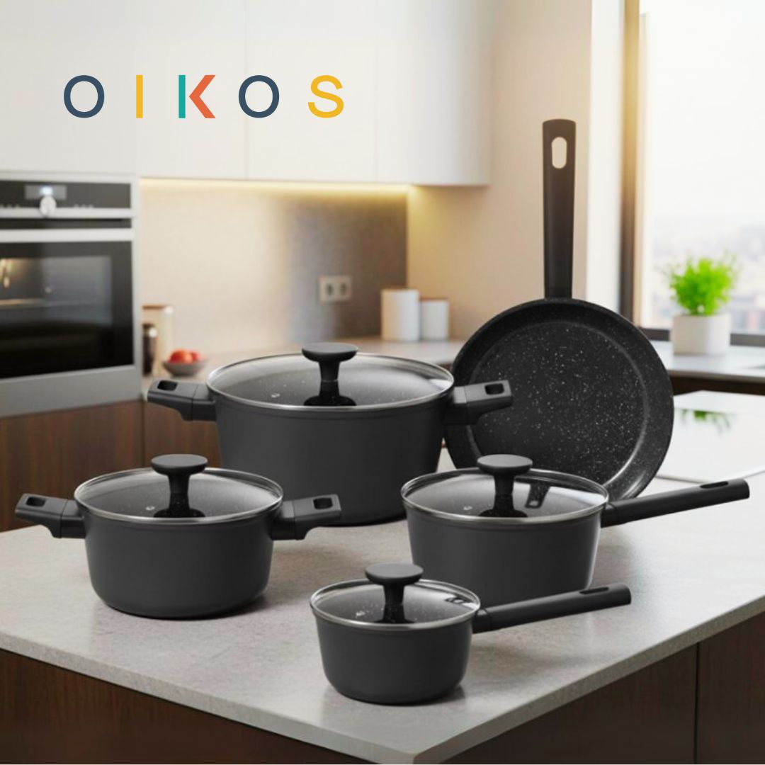 Oikos – Jogo Panelas Antiaderente Ultra Ceramic 5 Peças para Fogão por Indução, a Gás, Elétrico e Vitrocerâmico Cor Preta Mou Chia na Amazon