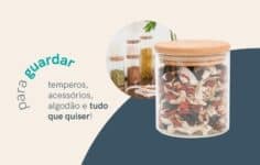 Oikos – Pote de Vidro 200ml com Tampa de Bambu Hermético Redondo Flat na Amazon