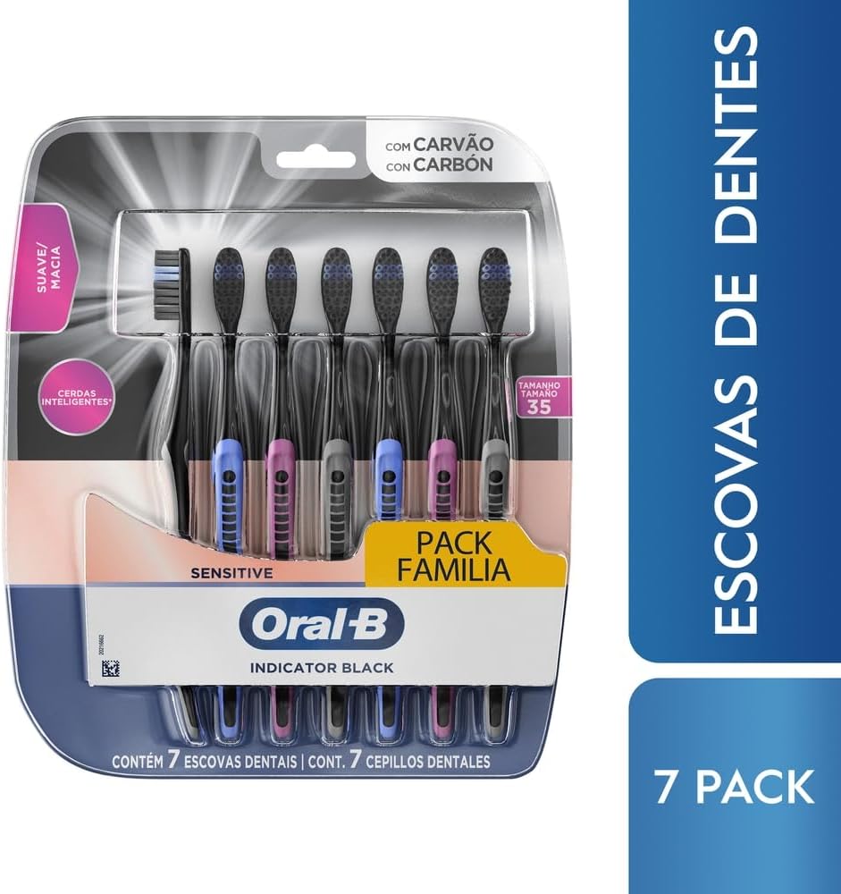 Oral-B Escova de Dente Indicador Black Charcoal 7 Unidades na Amazon