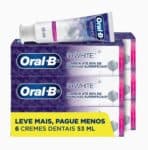 Oral-B Pasta de Dente 3D White Brilliant Fresh, Clareador Avançado com Micropartículas Clareadoras, Elimina até 80% das manchas superficiais 53 ml, 6 Unidades na Amazon