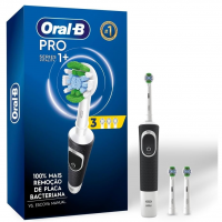 Oral-B PRO Series 1+, Escova De Dentes Elétrica, Cabeça Redonda, Cabo Ergonômico, 3 Refis Precision Clean, Preta na Amazon