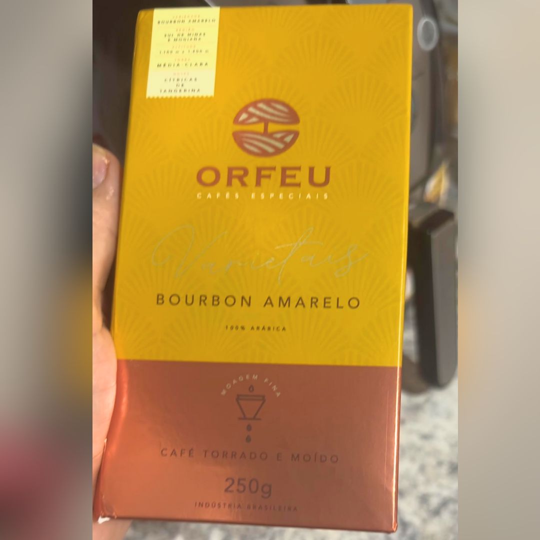 Orfeu Café Bourbon Amarelo Torrado e Moído, 100% Arabica, Torra Média Clara, 250g na Amazon