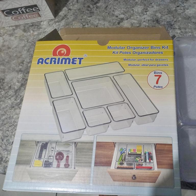 Organizador Modular Acrimet para Gavetas, Bancadas e Armários, Plástico Transparente, Kit com 7 Potes Sortidos na Amazon