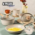 OSTER Conjunto de Panelas Antiaderentes 4 Peças Marble Edition – Jogo de Panela e Frigideira, Construção em Alumínio e Revestimento Duplo de Cerâmica, Alças e Cabos Revestidos em Silicone – Cream na Amazon