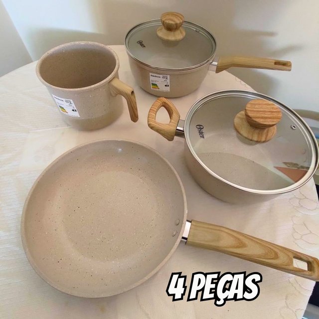 OSTER Conjunto de Panelas Antiaderentes 4 Peças Marble Edition – Jogo de Panela e Frigideira, Construção em Alumínio e Revestimento Duplo de Cerâmica, Alças e Cabos Revestidos em Silicone na Amazon
