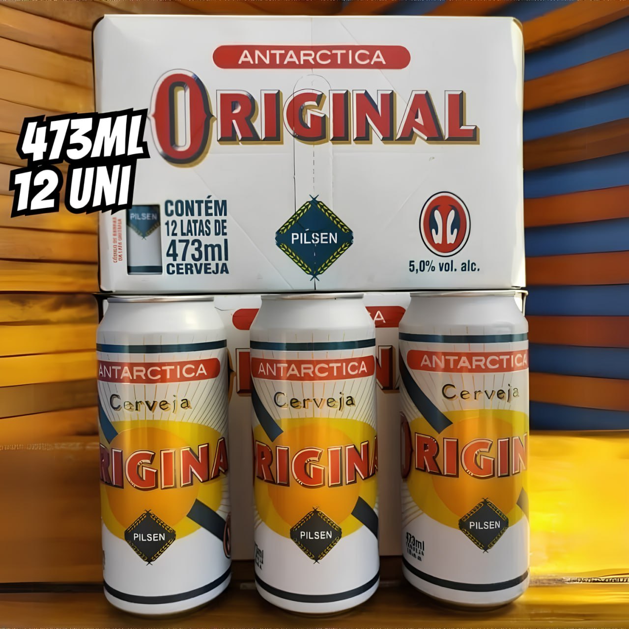 Pack Cerveja Original Antarctica, Lata, 473ml, Caixa 12 unidades na Amazon