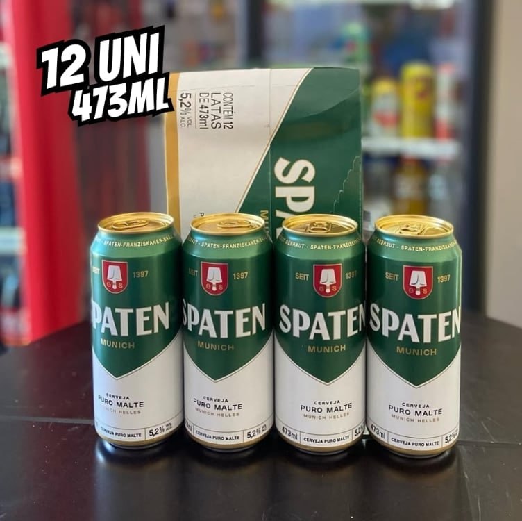 Pack Cerveja Spaten Puro Malte, Lata, 473ml, Caixa 12 unidades na Amazon