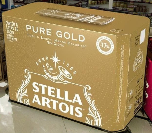 Pack Cerveja Stella Artois Pure Gold, Lata, 350ml, Caixa 8 unidades na Amazon