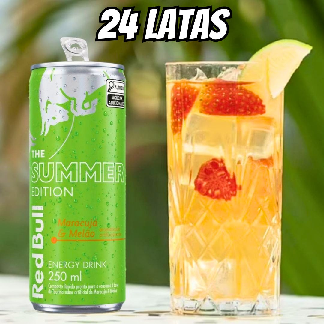 Pack de 24 Latas Red Bull Energético, Melão Edition, Maracujá e Melão 250ml na Amazon