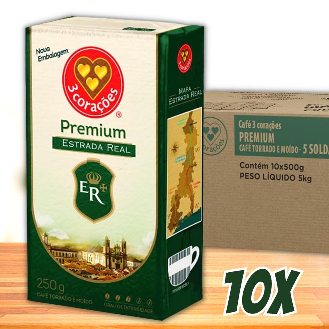 Pack de Café Torrado e Moído Estrada Real Premium, Pacote 500G, 10 unidades, 3 Corações na Amazon