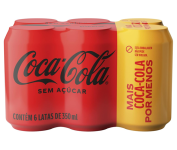 Pack de Coca-Cola sem Açúcar 350Ml 6 unidades na Amazon
