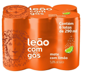 Pack de Matte Leão Limão com Gás Lata 290ml, 6 unidades na Amazon