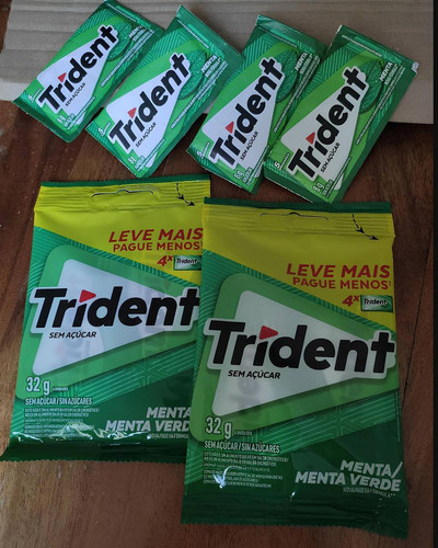 Pack Goma de Mascar Menta Trident Pacote 32g 4 Unidades na Amazon