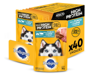 Pack Ração Úmida Pedigree Sachê High Protein Cães Adultos Porco e Carne Ao Molho 85 g – 40 unidades na Amazon