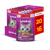 Pack Ração Úmida Whiskas Sachê Carne Ao Molho Para Gatos Adultos - Leve 20 Pague 16 na Amazon