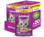 Pack Ração Úmida Whiskas Sachê Frango ao Molho para Gatos Adultos 85 g – 20 unidades na Amazon