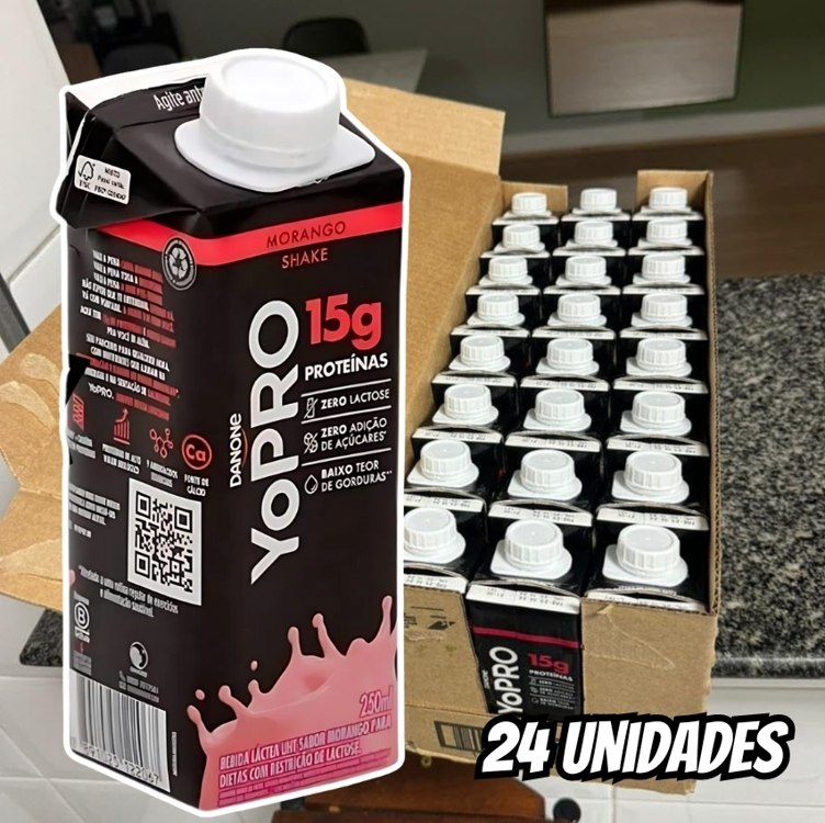 Pack YoPRO Bebida Láctea UHT Morango 15g de Proteínas 250ml -24 Unidades na Amazon