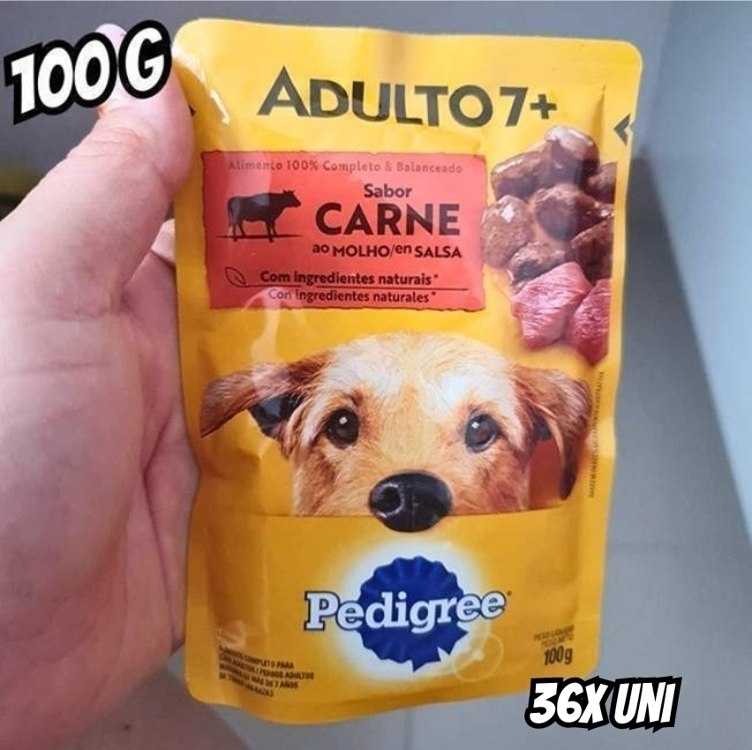 Packs de Ração Úmida Pedigree para Cães Adultos Sênior 7+ Anos, Sachê Carne ao Molho, 36 Sachês de 100 g na Amazon