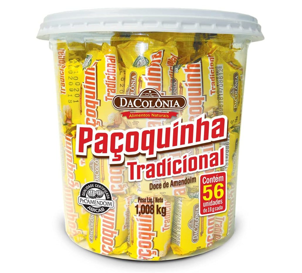 Paçoca Rolha Tradicional Pote C/56 Un Dacolonia na Amazon