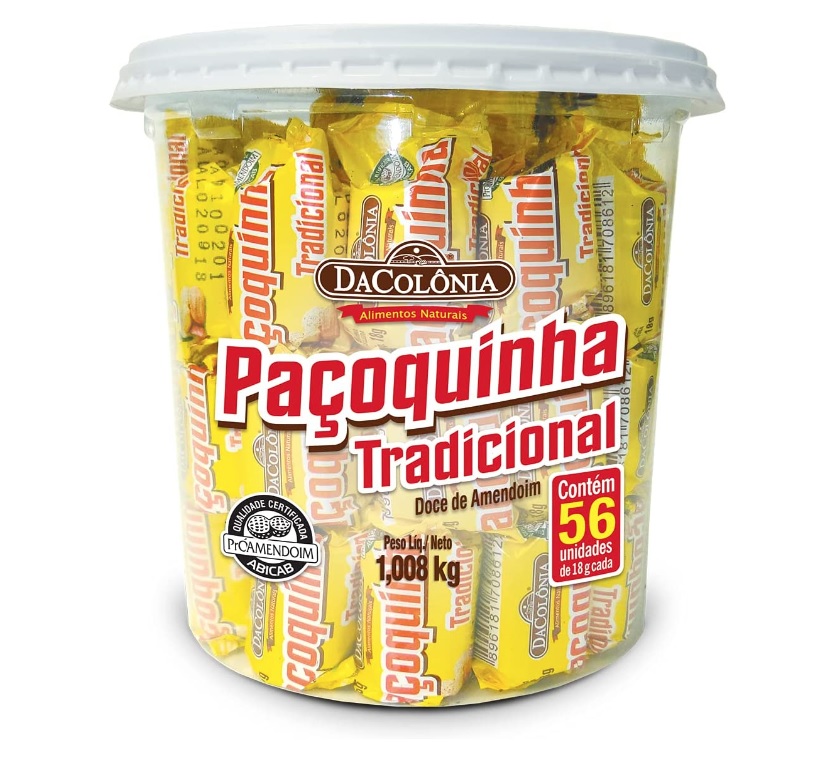 Paçoca Rolha Tradicional Pote C/56 Un Dacolonia na Amazon