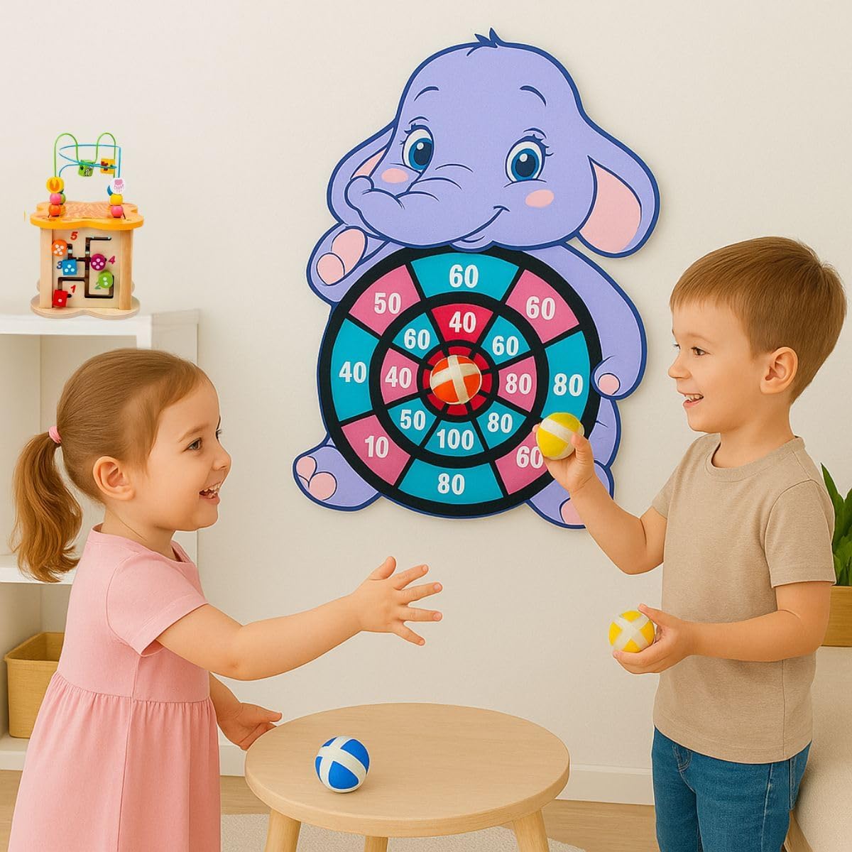 Painel Alvo Infantil Elefantinho 43x30cm com Bolinhas de Velcro – Jogo Educativo de Arremesso, Coordenação Motora, Brinquedo Seguro e Divertido para Crianças na Amazon