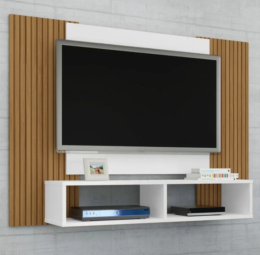 Painel Bancada para TV até 48 Polegadas Navi Branco / Ripado na Casas Bahia