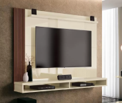 Painel Para TV até 50 Polegadas Dijon Ripado c/ Prateleira Off White / Naturale – EDN na Magazine Luiza