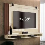 Painel Para TV até 50 Polegadas Dijon Ripado c/ Prateleira Off White / Naturale na Casas Bahia