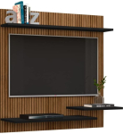 Painel para TVs de até 40″ Ripado 3D com prateleiras e Suporte para TV incluso – Preto na Amazon
