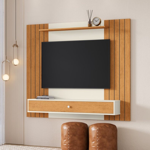 Painel Ripado Para Tv 43 Polegadas Berlim Com Gaveta Casa Jd (Off White Ripado) na Amazon