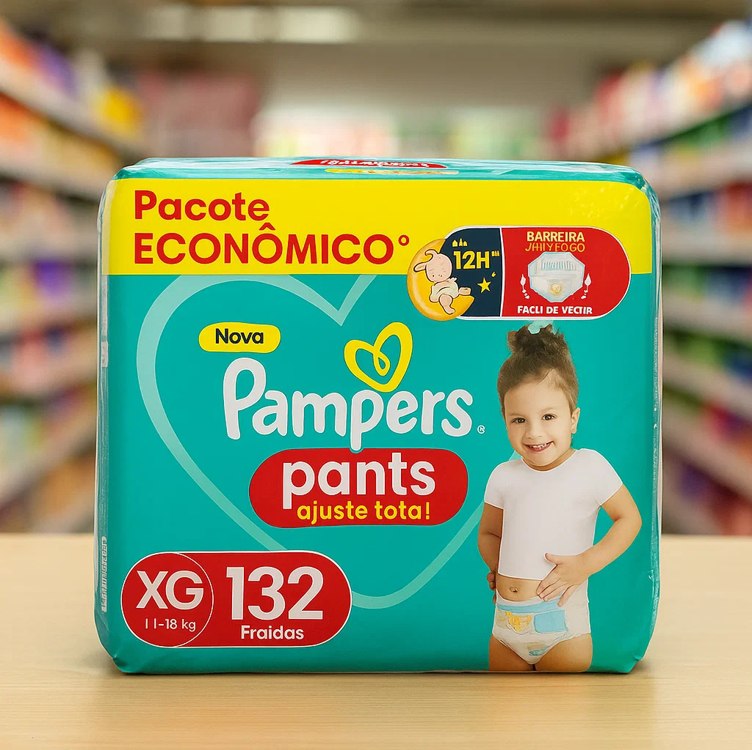 Pampers Ajuste Total Fralda XG 132 unidades na Amazon