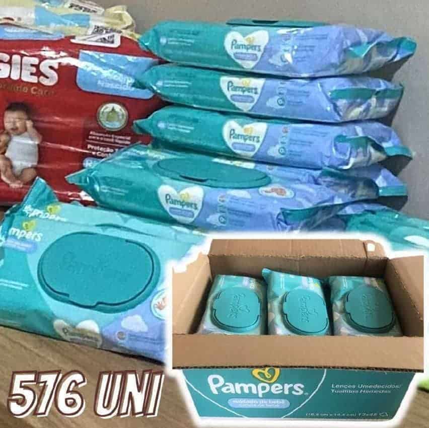 Pampers Lenços Umedecidos Cuidado de Bebê 576 unidades na Amazon