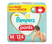 Pampers Premium Care Pants Fralda Tamanho M 124 Unidades, Fácil de Vestir na Amazon