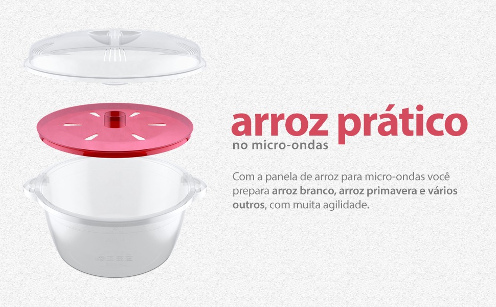 Panela de Arroz para preparo e aquecimento no Micro-ondas, PLA0641, Euro Home na Amazon