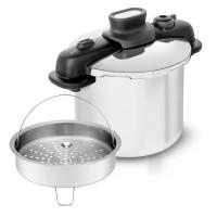 Panela De Pressão 7L Tefal OptiSpace Em Inox Com Fundo Triplo E Cesto De Vapor na Amazon