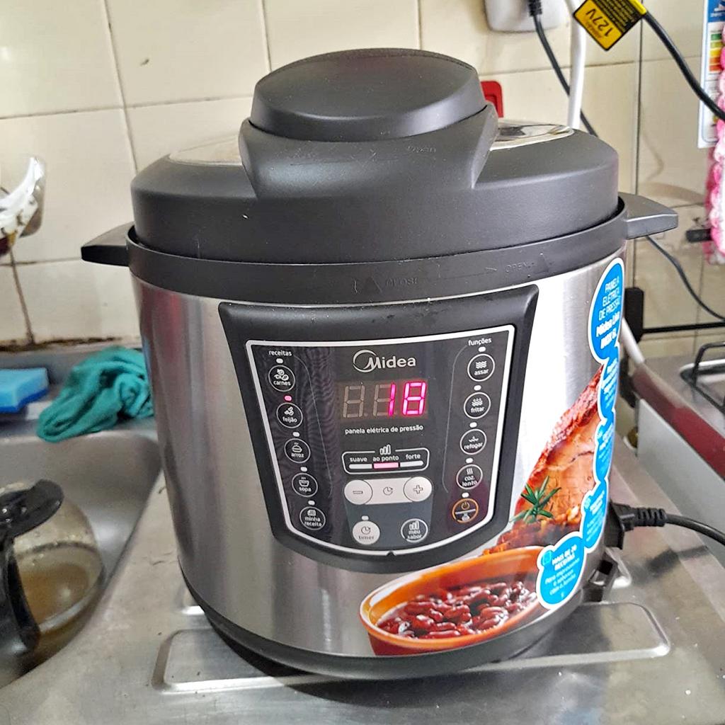 Panela de Pressão Elétrica 6L Digital, Inox/Preto, 110v, Midea na Amazon