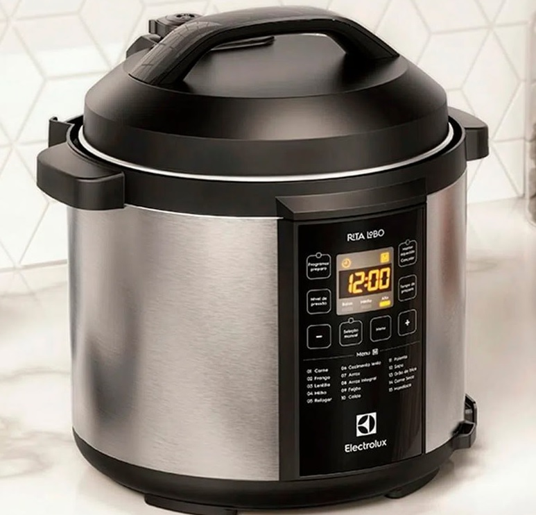Panela de Pressão Elétrica Electrolux 6L Preta Experience por Rita Lobo (PCC20) na Shopclub