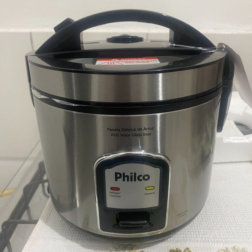 Panela Elétrica de Arroz Philco PH5 Visor Glass 5 Xícaras – Preta/Inox na Casas Bahia
