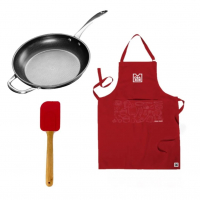 Panela Frigideira Antiaderente Obapro Pan + Espátula Bambu De Silicone + Avental na Multi