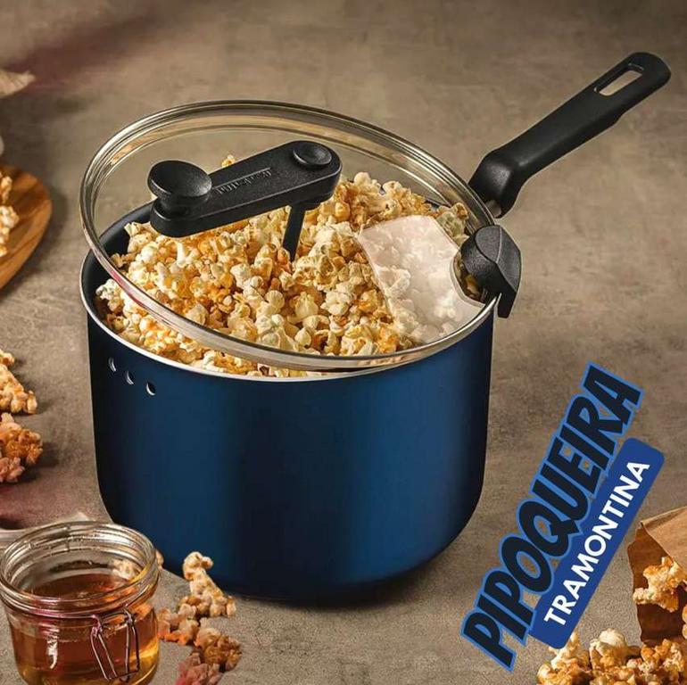 Panela Pipoqueira Tramontina Antiaderente – de Alumínio 3,5L 20cm Azul Ravena na Magazine Luiza
