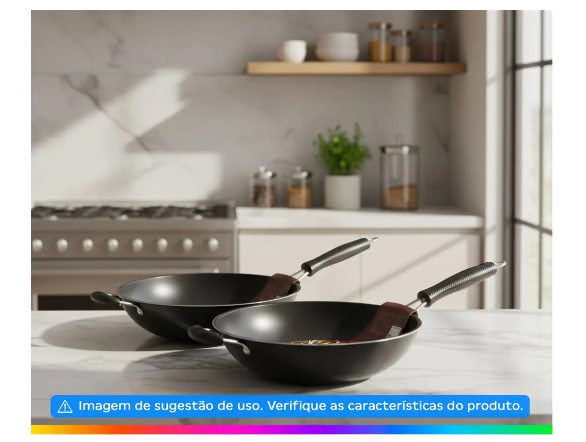 Panela Wok Antiaderente Fratelli Inox Profissional Preta 34cm na Amazon