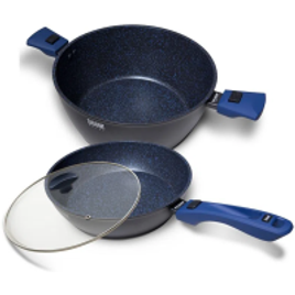 Panelas Ichef Polishop com Tampa Family Day By Day 28cm - Azul na Polishop